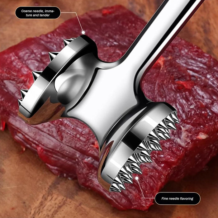 Stainless Steel Double-Sided Meat Tenderiser Hammer with Non-Slip Handle