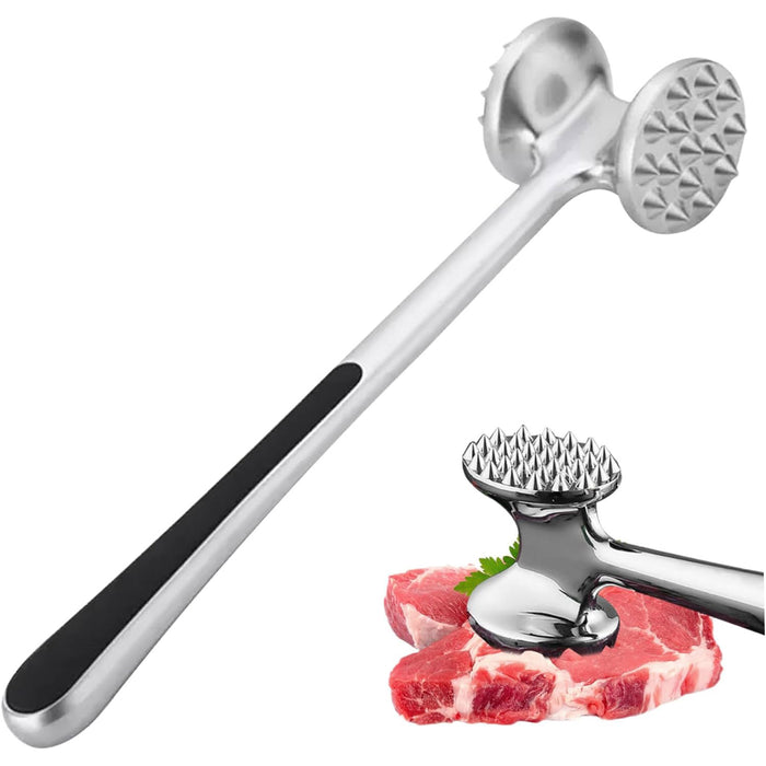 Stainless Steel Double-Sided Meat Tenderiser Hammer with Non-Slip Handle