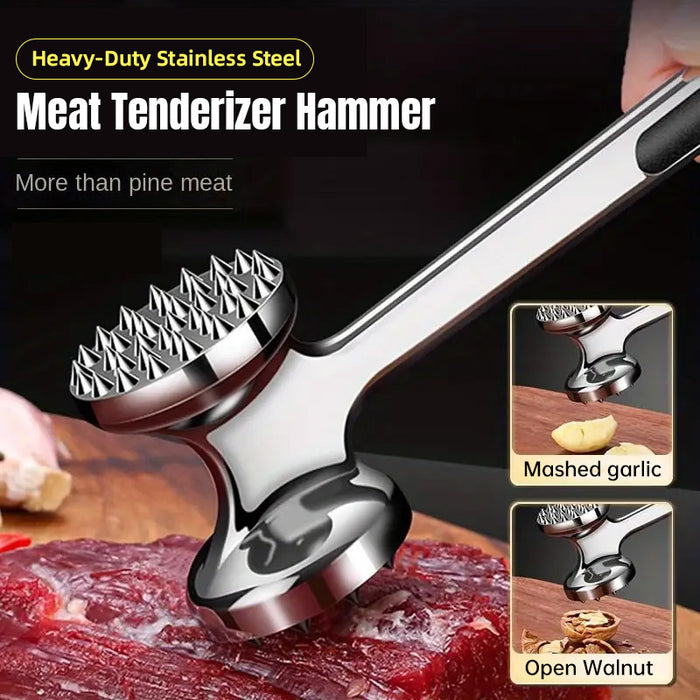 Stainless Steel Double-Sided Meat Tenderiser Hammer with Non-Slip Handle