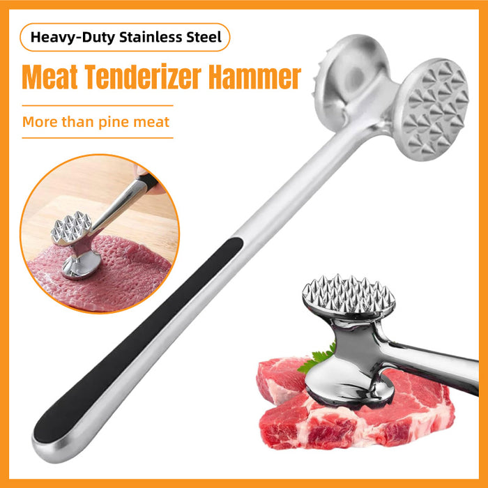Stainless Steel Double-Sided Meat Tenderiser Hammer with Non-Slip Handle