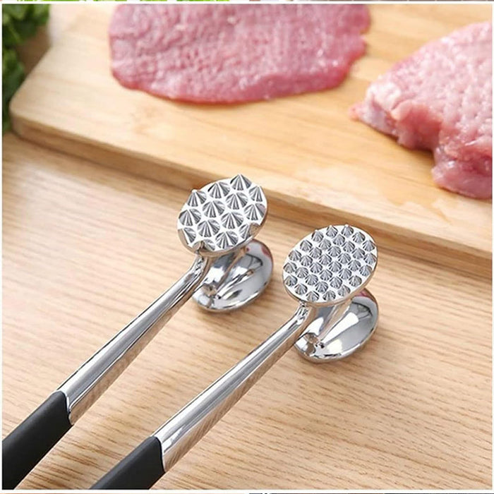 Stainless Steel Double-Sided Meat Tenderiser Hammer with Non-Slip Handle