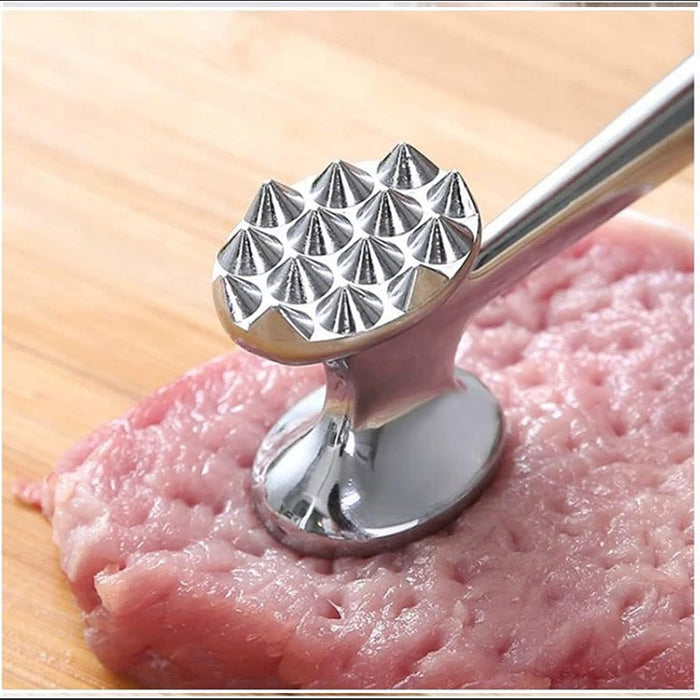 Stainless Steel Double-Sided Meat Tenderiser Hammer with Non-Slip Handle