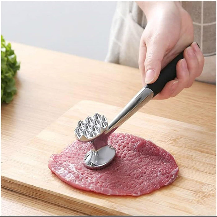 Stainless Steel Double-Sided Meat Tenderiser Hammer with Non-Slip Handle