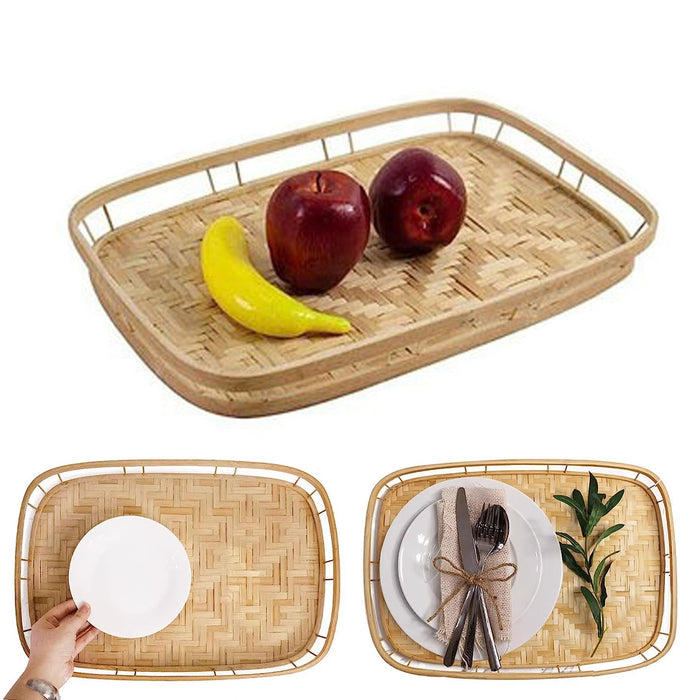 Natural Rattan Woven Pastry Tray Japanese Style Bread Basket Multiple Sizes