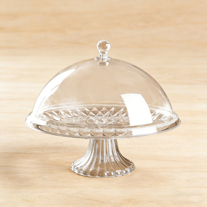 Transparent Fruit Plate with Dome Lid 31.5 cm Food Grade Plastic Pedestal