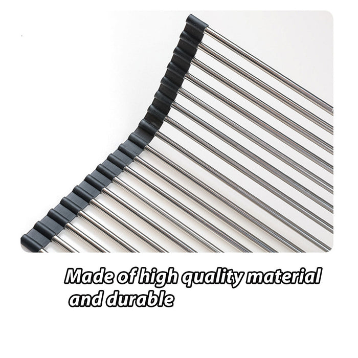 Stainless Steel Folding Sink Draining Rack with Silicone Pad