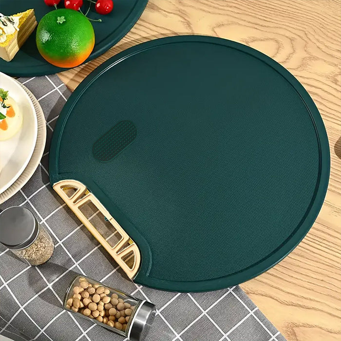Round Plastic Chopping Board Green Anti Slip Design