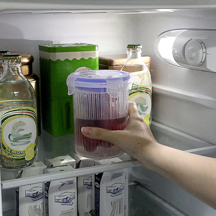 Pickle Jar with Drainage Basket and Flip-Top Airtight Lid