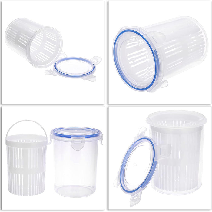Pickle Jar with Drainage Basket and Flip-Top Airtight Lid