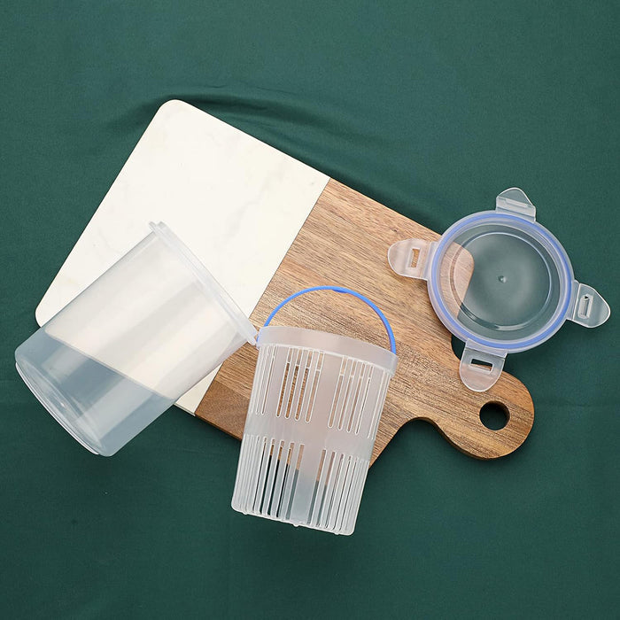 Pickle Jar with Drainage Basket and Flip-Top Airtight Lid