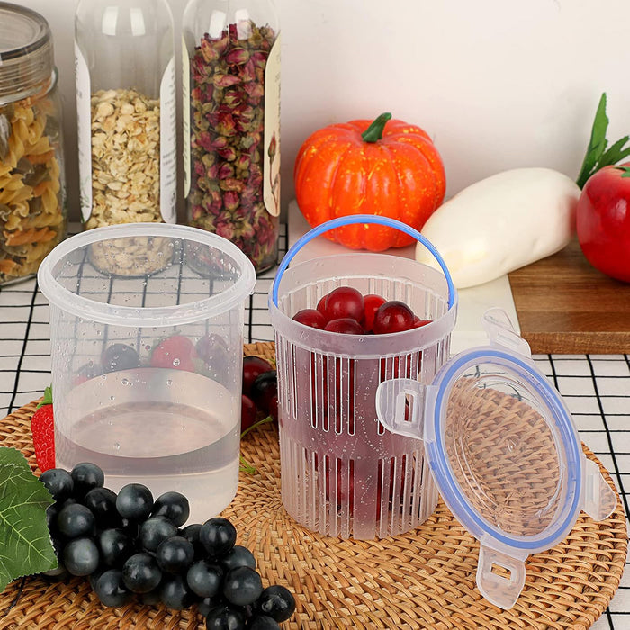 Pickle Jar with Drainage Basket and Flip-Top Airtight Lid