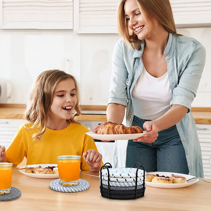 8Pcs Woven Cotton Rope Coasters for Coffee Tea