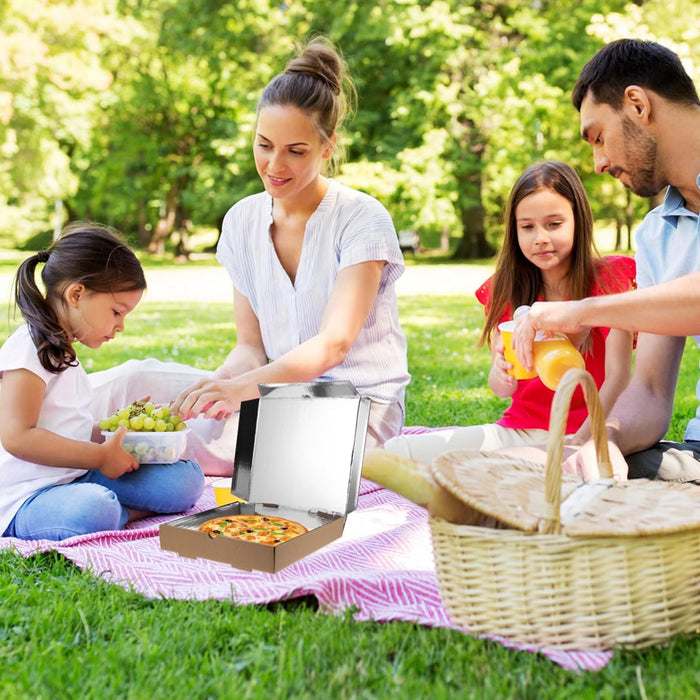 50 Pcs Cardboard Pizza Boxes with Aluminium Foil Lining for Heat Retention