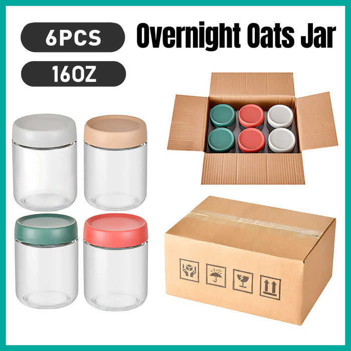 6 Pcs 16oz Glass Storage Jars Clear with Silicone Seal Lids