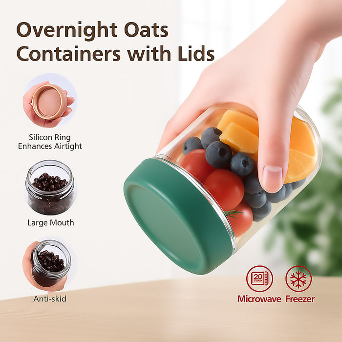 6 Pcs 16oz Glass Storage Jars Clear with Silicone Seal Lids
