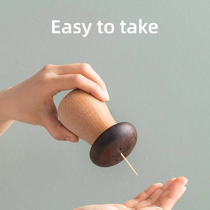 Mushroom Shaped Toothpick Holder Beech Walnut Wood