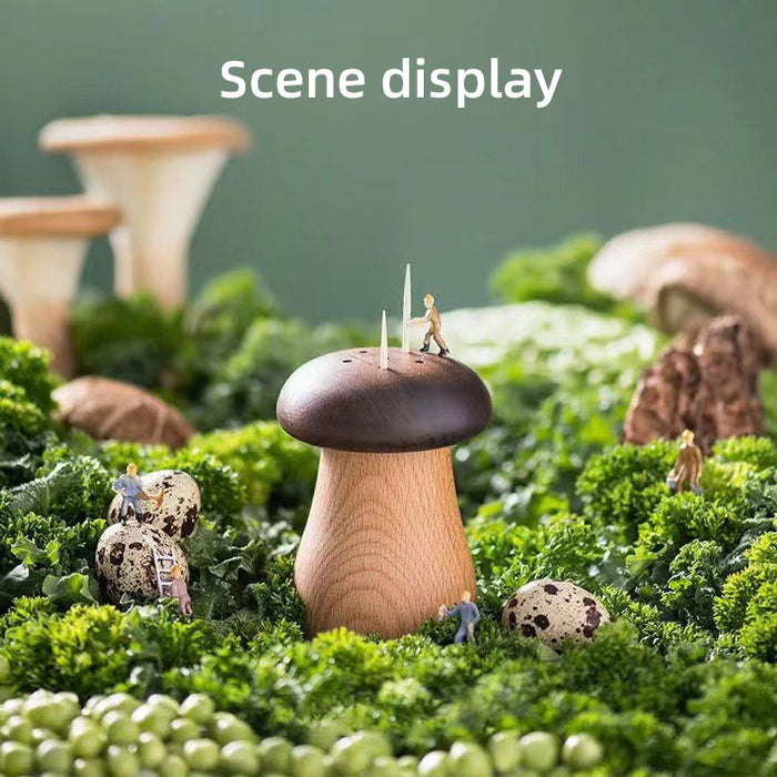Mushroom Shaped Toothpick Holder Beech Walnut Wood