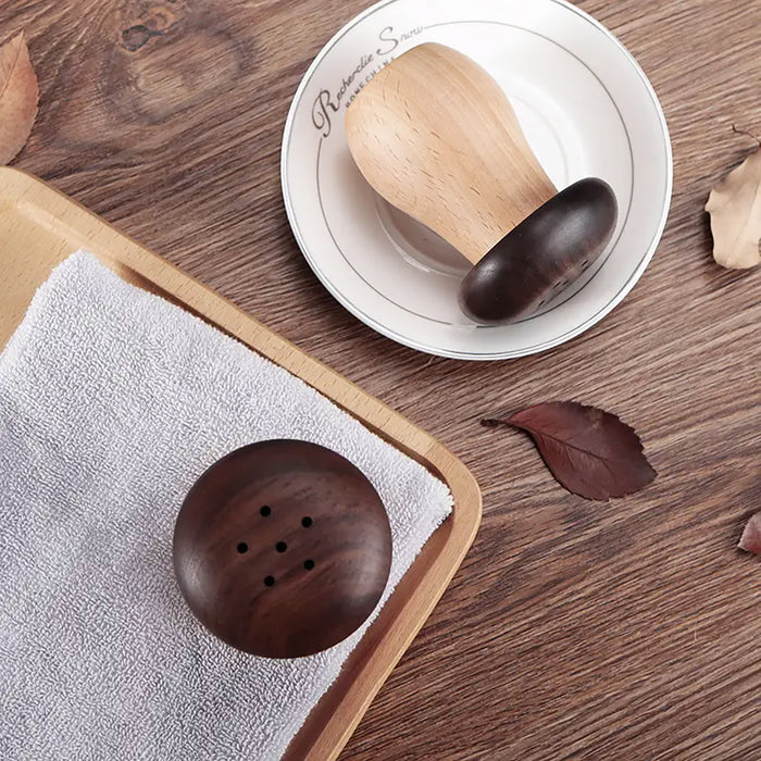 Mushroom Shaped Toothpick Holder Beech Walnut Wood