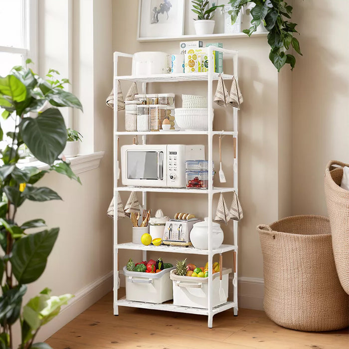 5-Tier Pot Storage Rack PP Cookware Organiser Open Shelves