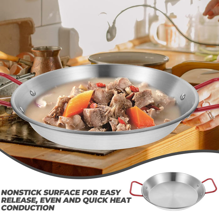 Stainless Steel Seafood Plate with Red Handle 304 Food-Grade 24 to 30 cm