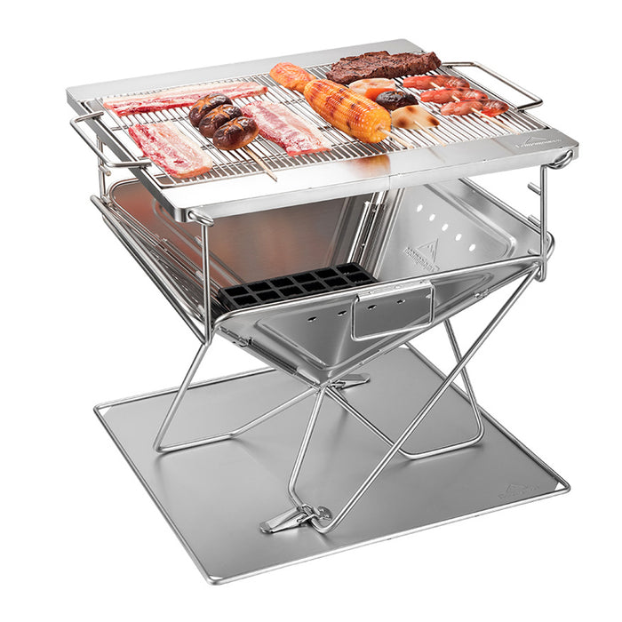 304 Stainless Steel Foldable BBQ Grill with Storage Bag 24.9 x 24 x 21.5 cm