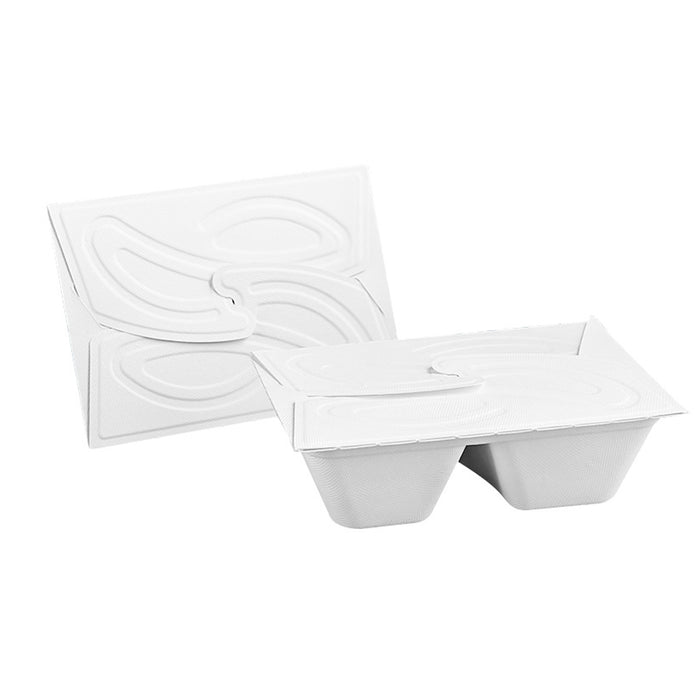 50 Pcs Pulp Salad and Fruit Lunch Boxes Four-Turn Lid White 5 Sizes 550-1050 ml