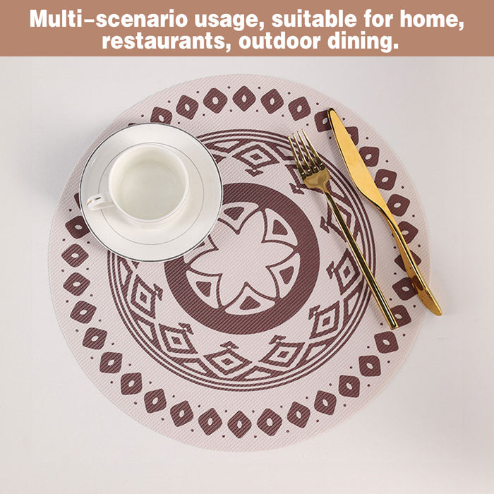 4PCS Round Bohemian Printed Waterproof PVC Dining Placemats