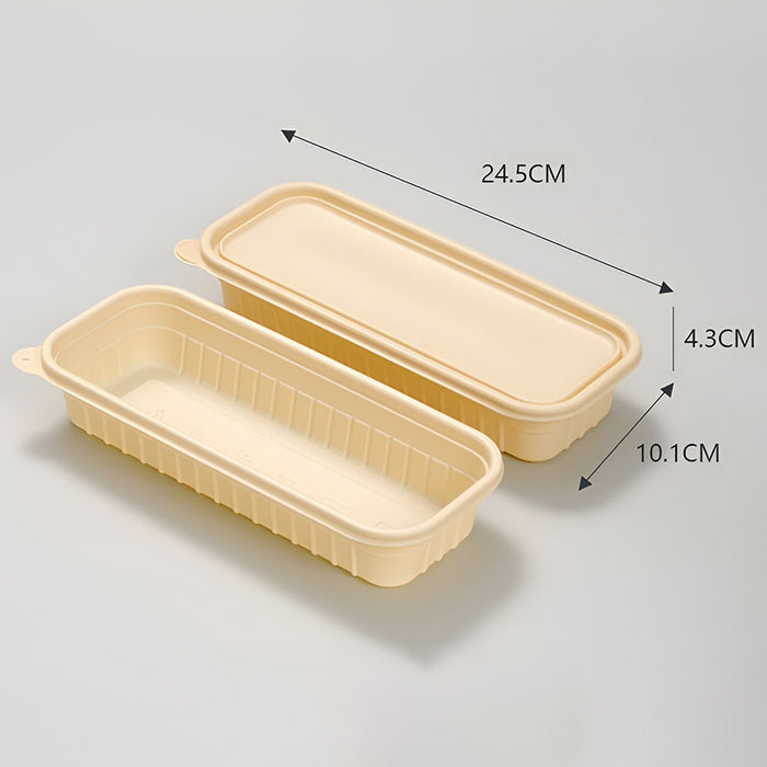 50Pcs Biodegradable Corn Starch Food Containers with Lids, 24.5x10.1x3.6cm