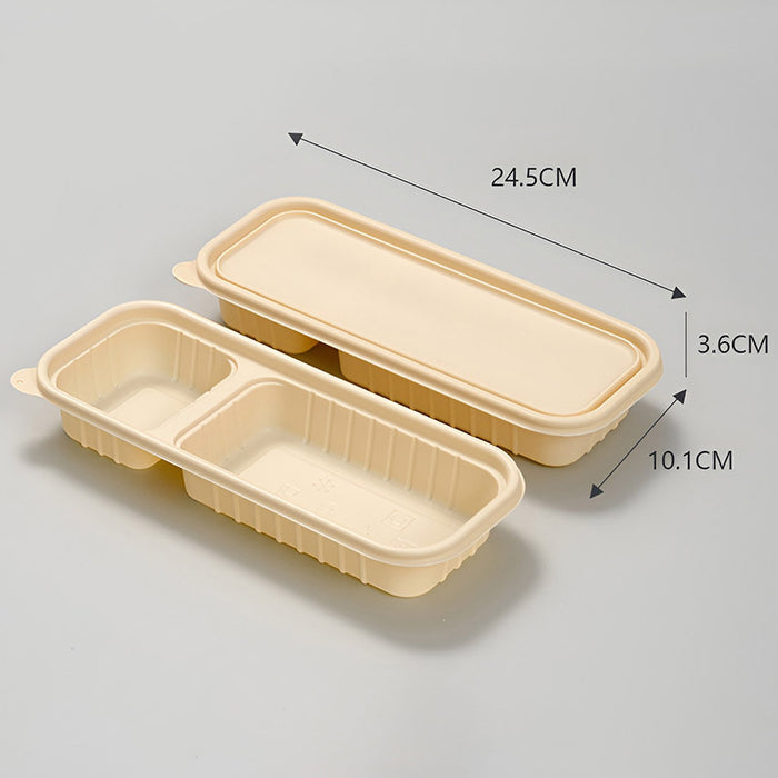 50Pcs Biodegradable Corn Starch Food Containers with Lids, 24.5x10.1x3.6cm