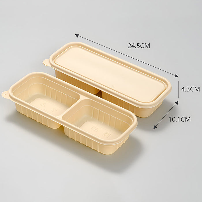 50Pcs Biodegradable Corn Starch Food Containers with Lids, 24.5x10.1x3.6cm