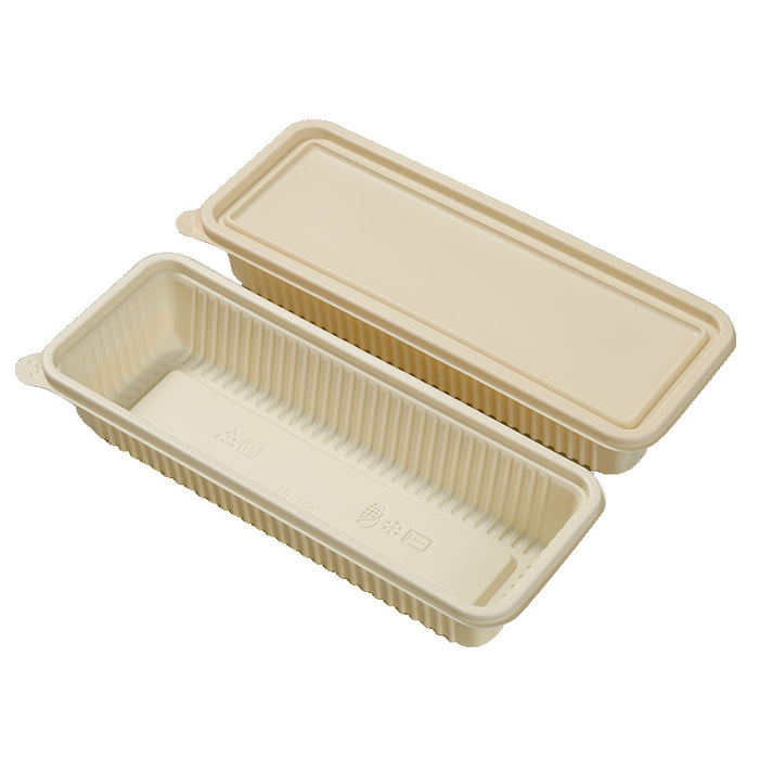50Pcs Biodegradable Corn Starch Food Containers with Lids, 24.5x10.1x3.6cm