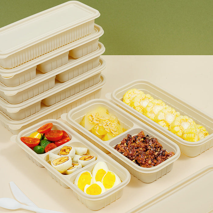 50Pcs Biodegradable Corn Starch Food Containers with Lids, 24.5x10.1x3.6cm
