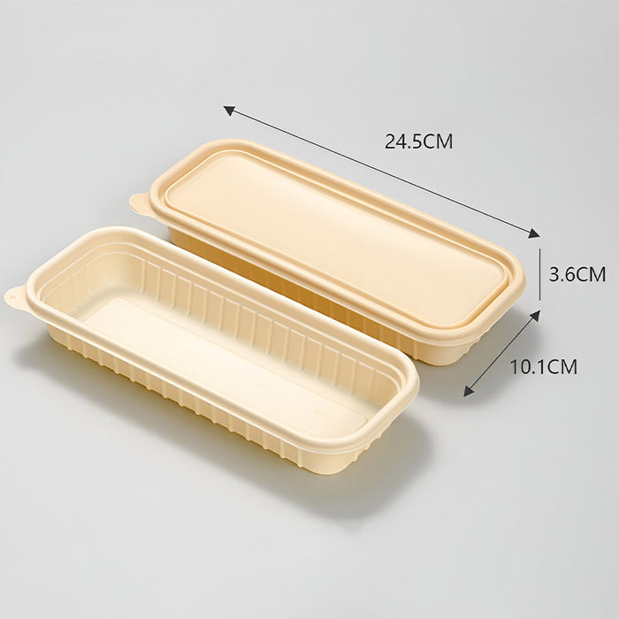 50Pcs Biodegradable Corn Starch Food Containers with Lids, 24.5x10.1x3.6cm