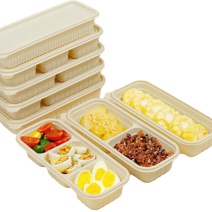 50Pcs Biodegradable Corn Starch Food Containers with Lids, 24.5x10.1x3.6cm