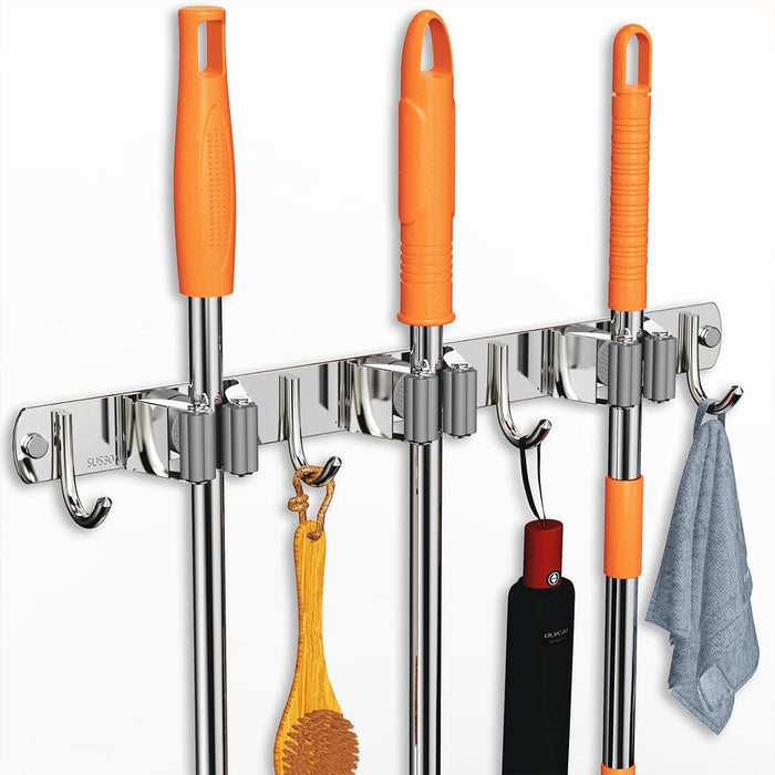 Punch Free Wall Mounted Mop Rack SUS304 Stainless Steel