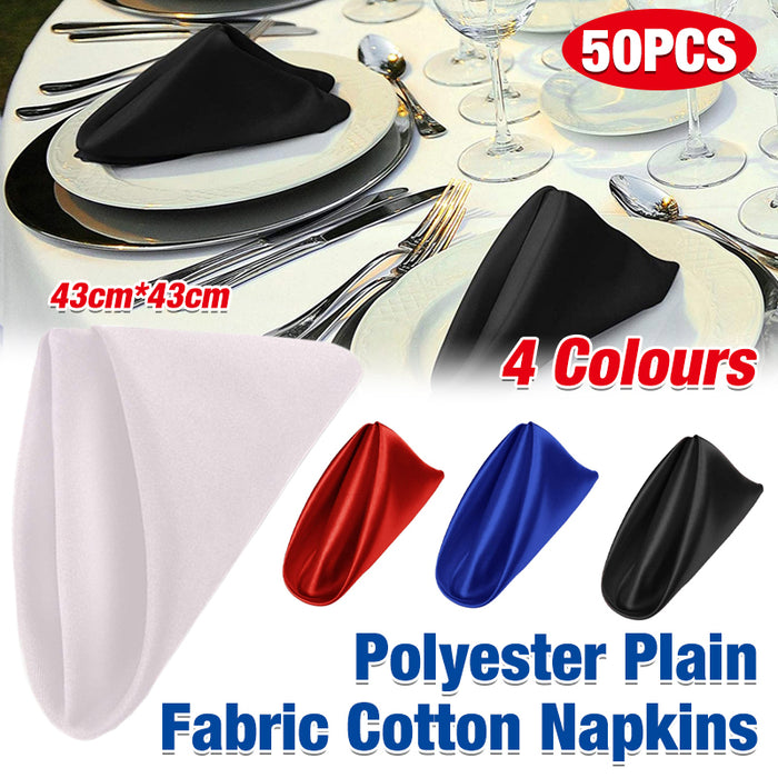 50PCS Polyester Plain Fabric Napkins for Wedding and Dinner Table | 43x43cm