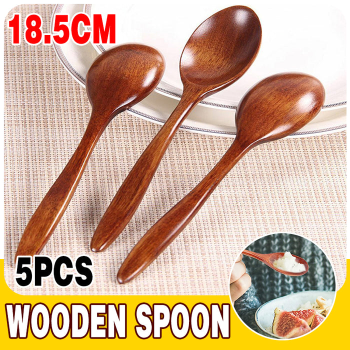 5 Pcs Wooden Spoons Durable Kitchen Tableware Set