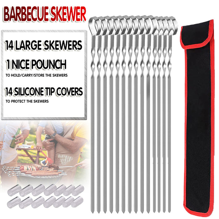Stainless Steel BBQ Skewers 17 Inch Flat Wide Blade, 17 inches