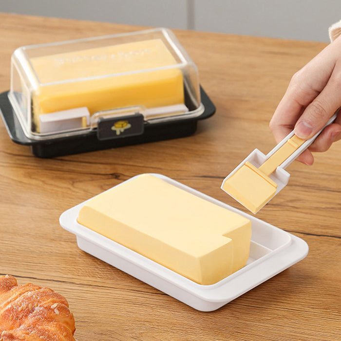 Butter Storage Box with Spoon Airtight Grid PP 280g