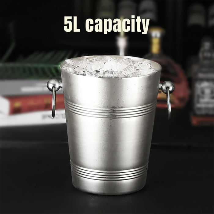 5L Stainless Steel Ice Bucket with Double Insulated Wall