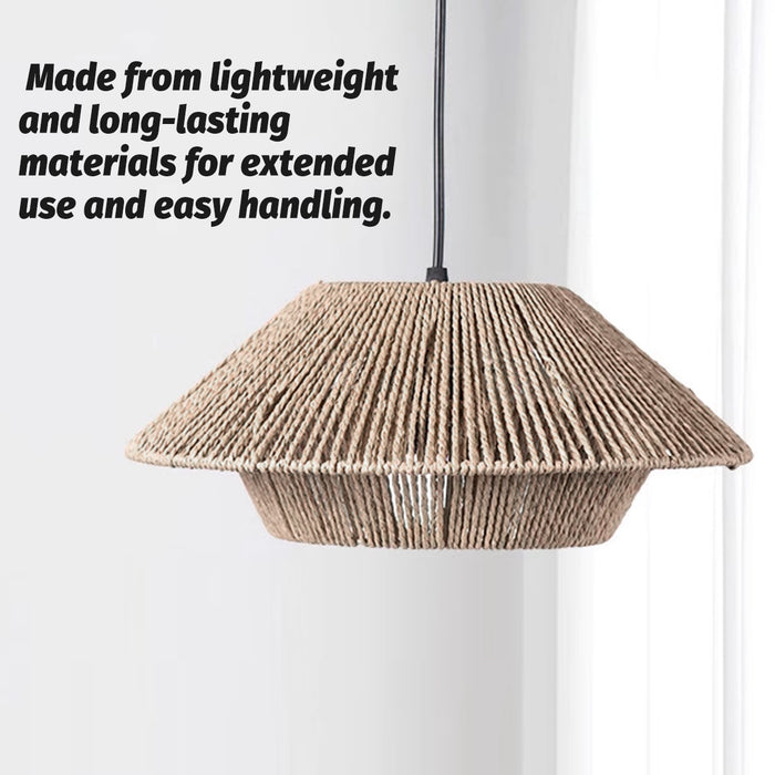 Hand-Woven Paper Rope Pendant Lampshade Yellow 30×12.5 cm