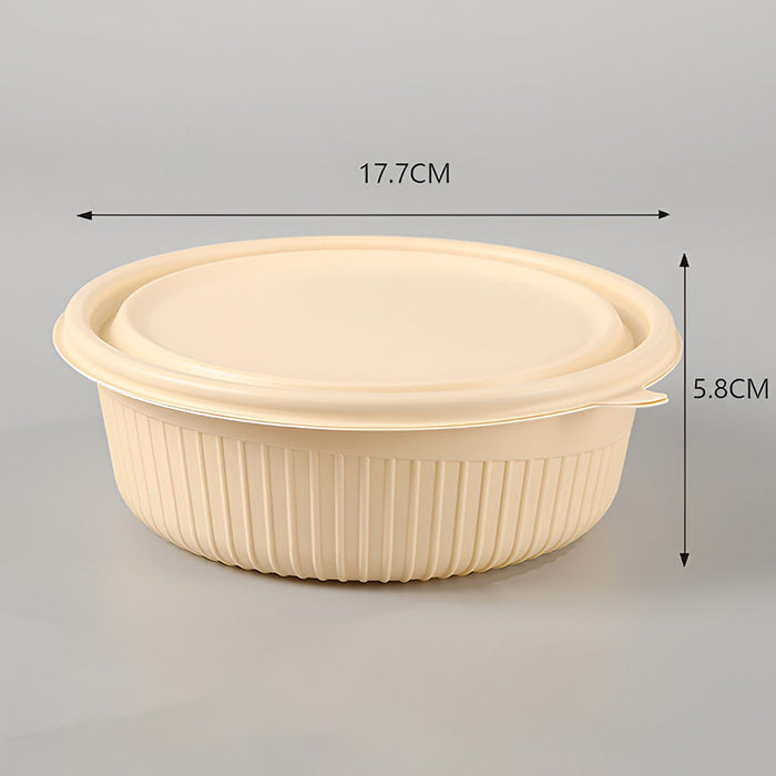 50 Pcs Biodegradable Corn Starch Lunch Boxes Round Takeaway Containers with Lids