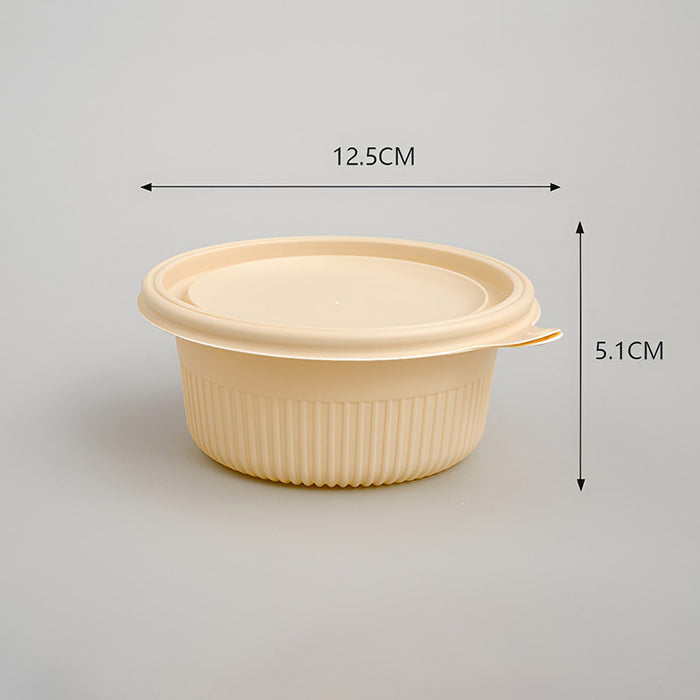 50 Pcs Biodegradable Corn Starch Lunch Boxes Round Takeaway Containers with Lids