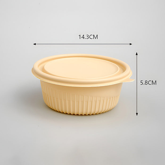 50 Pcs Biodegradable Corn Starch Lunch Boxes Round Takeaway Containers with Lids