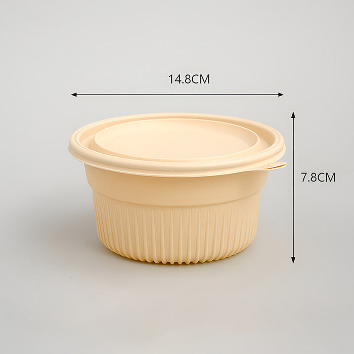50 Pcs Biodegradable Corn Starch Lunch Boxes Round Takeaway Containers with Lids