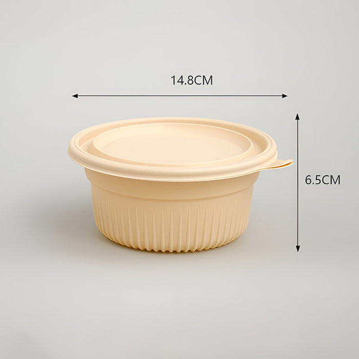 50 Pcs Biodegradable Corn Starch Lunch Boxes Round Takeaway Containers with Lids