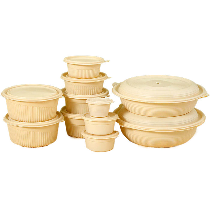 50 Pcs Biodegradable Corn Starch Lunch Boxes Round Takeaway Containers with Lids