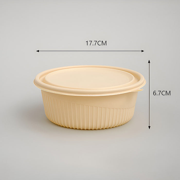 50 Pcs Biodegradable Corn Starch Lunch Boxes Round Takeaway Containers with Lids