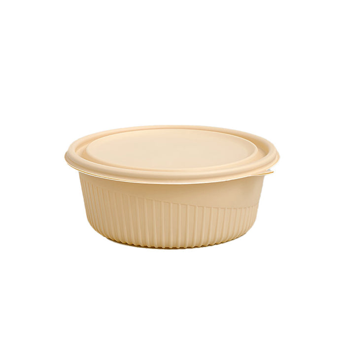 50 Pcs Biodegradable Corn Starch Lunch Boxes Round Takeaway Containers with Lids