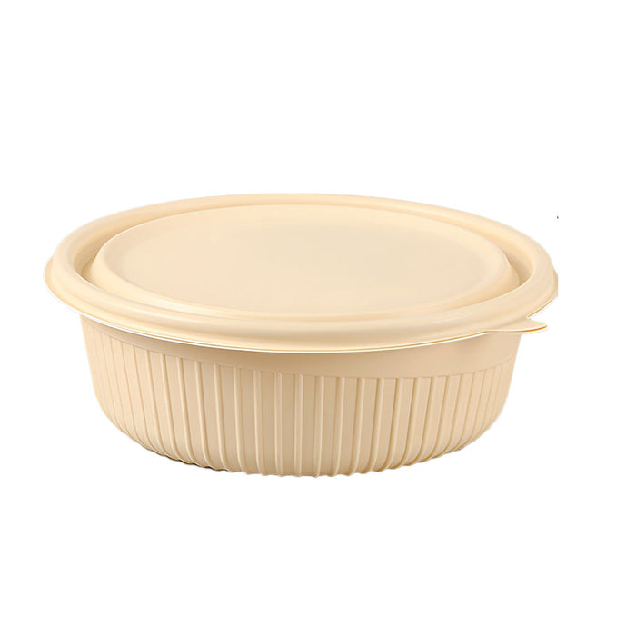 50 Pcs Biodegradable Corn Starch Lunch Boxes Round Takeaway Containers with Lids
